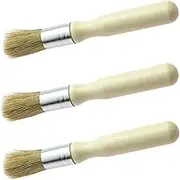 3 Pack Wax Paint Brush, Glue Brush Set, Professional Narural Wooden Round Glue Wax Brush Use with All Paints, Natural Bristle Brushes for Painting or Waxing, Home Decor, DIY Art Crafts