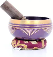 Handmade Singing Bowl-Flower of Life Carved Singing Bowl-Tibetan Singing Bowl wi