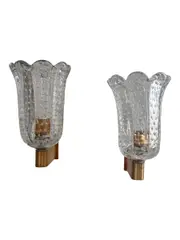 Secondi | Pair of Large Murano Bullicante Wall Lights by Barovier | The UNDONE