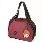 New Chala Bowling Tote Large Bag Pleather Stone Burgundy Red BASEBALL Coin Purse