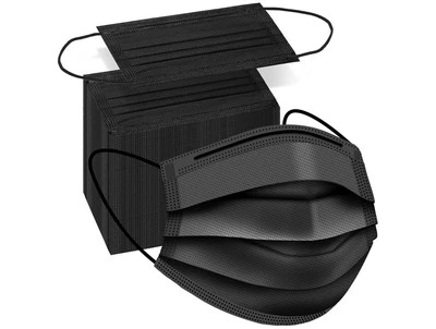 100 PCS Disposable Face Masks Black Disposable Masks 3 Ply Protection Face Masks