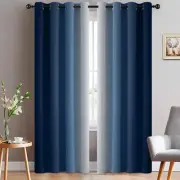 Yakamok Blue and Greyish White Ombre Curtains, 52"W x 84"L (Pack of 2),
