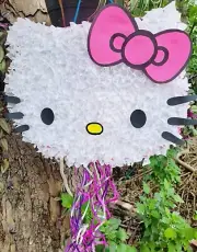 Hello Kitty Pull String Piñata Handmade Birthday Party Decor Pinata Small
