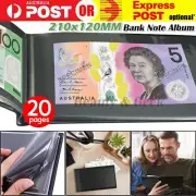 Banknote Album 20 Page Notes Paper Money Collection Book Holder Protector PU
