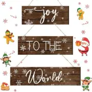 3 Pcs Christmas Wood Hanging Sign Joy to The World Christmas Wall Decor Rustic C