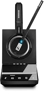 EPOS I Sennheiser SDW 5065 DECT Wireless Office Headset with Base Station, for Desk Phone and PC, binaural Headset, Bendable Boom arm LD2-1000606 Black Medium