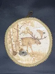 Handmade Birch Bark Wood Burning (Pyrography) - A elk in the grove