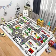Kids Carpet Playmat Rug Extra Large Non Slip Alphabet Numbers Shapes City Life Educational Road Traffic System Learning & Fun Play Mat Safely Study Activity Centerpiece Area Rugs (Style 2, 120x160cm)