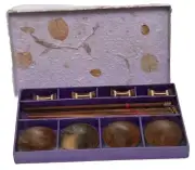 Vintage Japanese Wooden Sushi Set For 4 In Handmade Paper Box NO