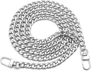 Purse Strap Purse Chain Strap Flat Chain Strap Handbag Chains with Metal Buckles for Wallet Purse Bags Replacement Strap Straps(Silver,120cm)