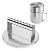 Stainless Steel Smashed Burger Press Kit Burger Smasher & Spice Dredge Shaker...