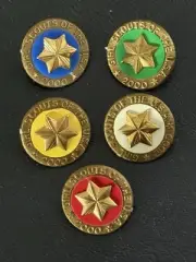 5 VINTAGE GIRL SCOUT 2000 MILLENIUM MEMBERSHIP PINS/STARS-ALL LEVELS