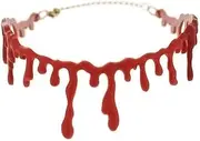 [Jualyue] Blood Necklace Creative Dripping Blood Halloween Party Choker Halloween Simulation Bloodstain Necklace Blood Jewelry for Halloween Vampire Costume Accessory