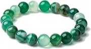[Fuqimanman2020] Laughing Buddha Pendant Stretch Bracelet Jade Natural Stone Beaded Strand Cubic Zirconia Crystal Elastic Lucky Gemstone Amulet Protection Jewelry for Women Men