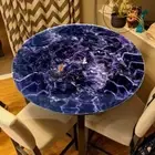 Purple Amethyst Stone Side Table Top Handmade Housewarming Furniture Decors