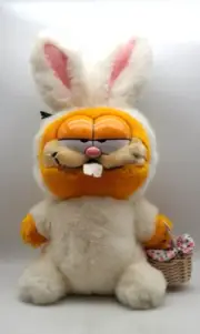 Garfield Easter Bunny Plush Stuffed Animal Basket 12" Vintage Dakin