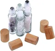 PLAFOPE 10ml Essential Oil Roller Bottle Set 5pcs Glass Perfume Sample Vials Leakproof Easy to Clean Portable Container for Travel Daily Use