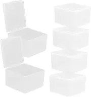 HOOTNEE 6pcs Small Clear Bead Storage Boxes Transparent Plastic Organizers with Hinged Lid for Jewelry First Tooth Keepsake and Craft Supply Storage