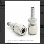 1/4 BARB TO SLEEVE COMPRESSION FOR 5/16 TUBE SS # 7039