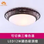 【HONEY COMB】LED 12W三色溫調光吸頂燈(GM-9624-5RAB)