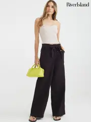 River Island Brown Paperbag Belted Trousers (H75544) | $97