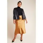 NWT Anthropologie Shonda Black Suede Sequin Open Front Blazer Jacket Size Small