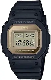 [G-Shock] G SHOCK MID SIZE DIGITAL METALIC EL LIGHT,S/WATCH,ALARM,200M WR METALIC GOLD FACE, BLK RESIN B