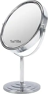 Schliersee 10X Magnifying Makeup Mirror, 8 inch Double Sided Tabletop Mirror, 1X/10X Magnification Standing Swivel Desk Mirror for Dresser Bathroom Bedroom, for Women Girl Gifts