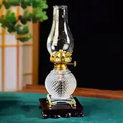 TT-YED 100-250ML Retro Crystal Kerosene Lamp, Oil Lamp Ornament with Base, Clear Glass Kerosene Lamp, Antique Hurricane Lamp, Adjustable Fire Core, Household Emergency Lighting Oil Lamp