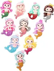 GRADENEVE 10pcs Mermaid Decorative Piece Mermaid Toys Mermaid Beads Cartoon Cute Princesses Charms Mermaid Tail Charms Mermaid Flatback DIY Flatback Mermaid Decoration Resin