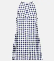 [Asceno] Asceno Antiqua gingham linen minidress AU 8 blue