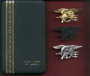 One US Navy SEAL Badge set of three Tridents in Case US Made