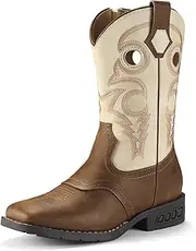 [Rollda] Boys Cowboy Boots Kids Cowgirl Boots Square Toe Boys Western Boots for Little Kid Big Kid