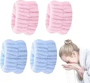[YueJieSelected] Pack of 4 Wrist Wash Bands, Make-Up Hair Band, Spa Headband, Hairband, Skincare Tools, Face Wash Bracelets, Face, Skincare Things, Face Wrist Clean, Girl Bath Accessories Tools, Make-Up, Wrist