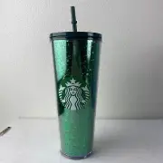 Starbucks 2019 Green Glitter Tumbler 24 oz Venti Reusable Coffee Cup BRAND NEW