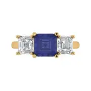 4.0Ct Square Emerald Cut Tanzanite Solid 14K/18K Gold Engagement Promise Ring