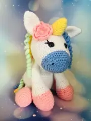 Rainbow unicorn plush crochet 13" amigurumi soft and handmade toy for children