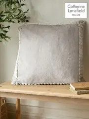 Catherine Lansfield Natural Velvet and Faux Fur Soft Cosy Cushion (206910) | $37