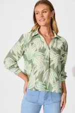 Austin Shirt Full Length Sleeve in Green Multi Print 8