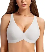 [Evolyline] Women's Bra Without Underwire, Large Breasts, Strong Hold, Seamless V-Neck Bralette, Push Up, Seamless, Soft, Padded, Comfortable, Backless Bustier Bra with Additional Extension