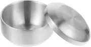 Cabilock 1 Set Double Layer Stainless Steel Bowl Food Serving Container for Rice Soup and Snacks Compact Kitchen Tableware for Home and Elegant Design and Safe Material