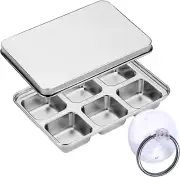 TEGOOL Ice Cube Trays, Stainless Steel Lid Ice Cube Tray with Suction Cup Super