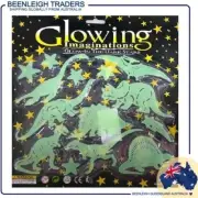 Glow In The Dark DINOSAURS & STARS 14 Plastic Stick on Shapes Brand New