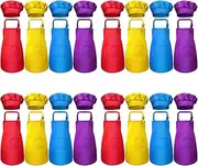 Binxind 32-Piece Children's Apron and Chef Hat Set, Adjustable, with 2-Pocket Kitchen Apron Apron