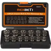 REXBETI Impact Bolt & Nut Remover Set|13 Pieces Bolt Extractor Tool Set