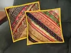 2 PC. Cushion Pillow Cover Handmade Patchwork Beaded Embroidered Throw 40 cm