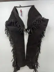 NOS Black Royal King Show Chaps With Fringe Adjustable Waist 45” I-76