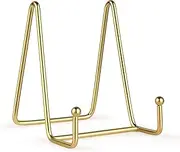 [Dnvkict] 2 Pack Display Stands Holders, Gold Iron Easel Plate Holder Display Stands Metal Wire Frame Holders for Pictures, Decorative Plate Dish and Tabletop Art (4 inch)