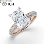Radiant Solitaire Labgrown Diamond Engagement Ring 18k Rose Gold 4.00 Ct