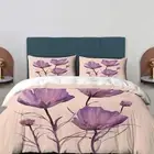 Crocus Flowers Duvet Cover Set King Size,3 Pieces Apricot Cream Bedding Set